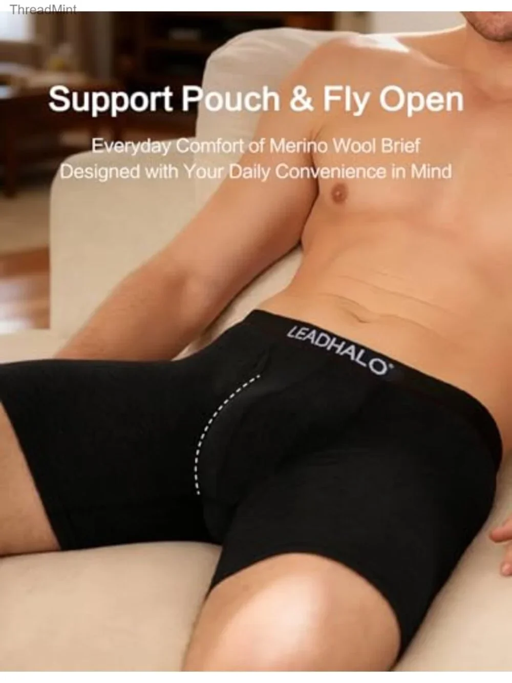 Merino Wool Boxer Briefs Men 3 Pack Stretch Support Pouch Fly